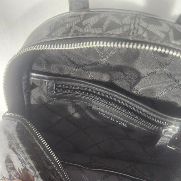 Michael Kors Black Signature Glossy XS Rhea Convertible Backpack Crossbody Bag main image 6